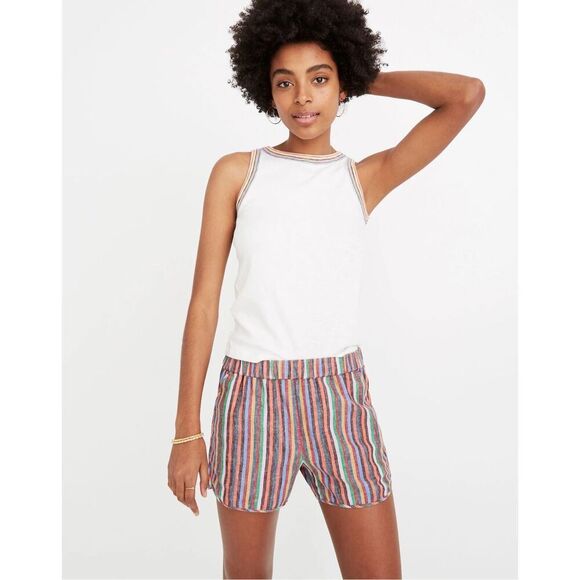 Madewell Pull-On Shorts in Rainbow Stripe Size S - Picture 1 of 10